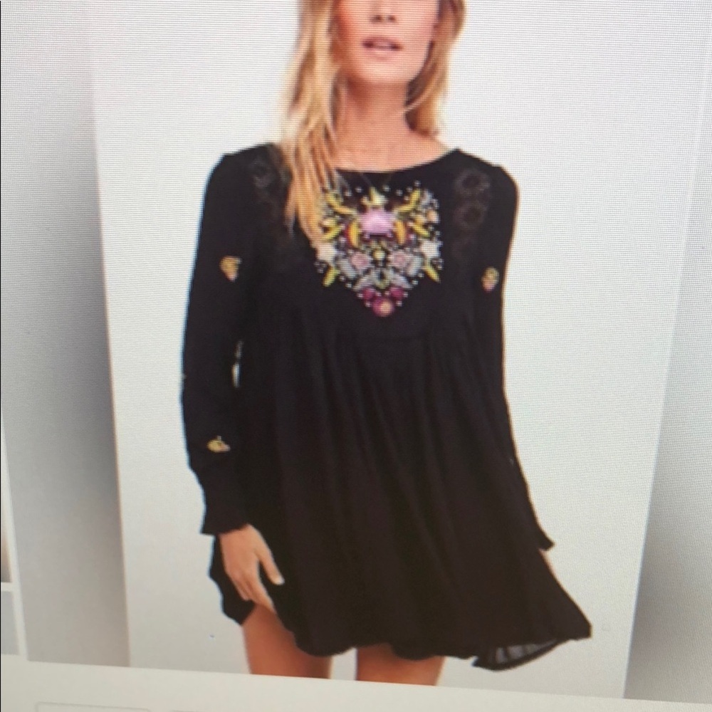 ❤️ FREE PEOPLE MOHAVE EMBROIDERED MINI DRESS - BLACK, SMALL
